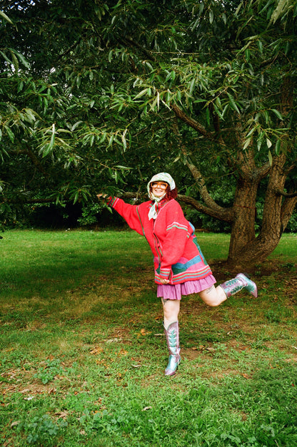 Jupe courte violette à volants | T.42