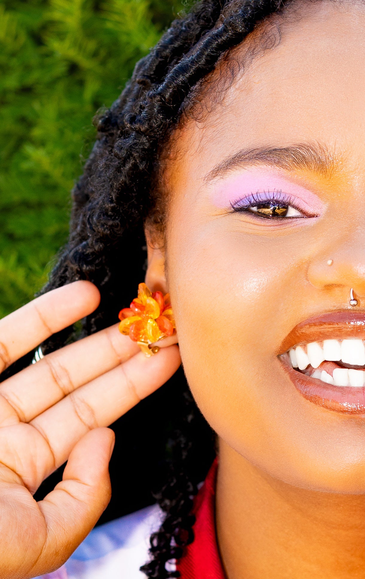 Boucles d'oreilles à clips fleur orange