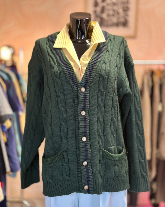 Cardigan torsadé vert foncé | T. M / L