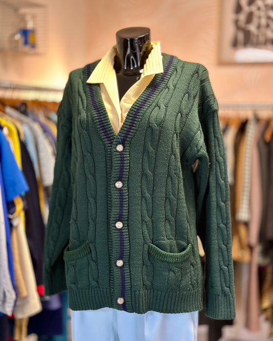 Cardigan torsadé vert foncé | T. M / L