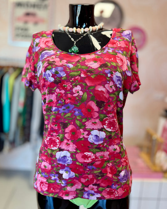 T-shirt rose à fleurs | T. M