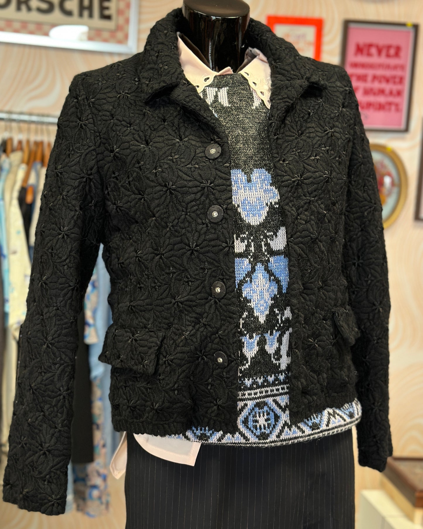 Blazer noir à fleurs Comme des Garçons | T. S