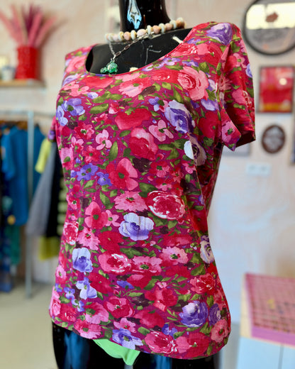 T-shirt rose à fleurs | T. M