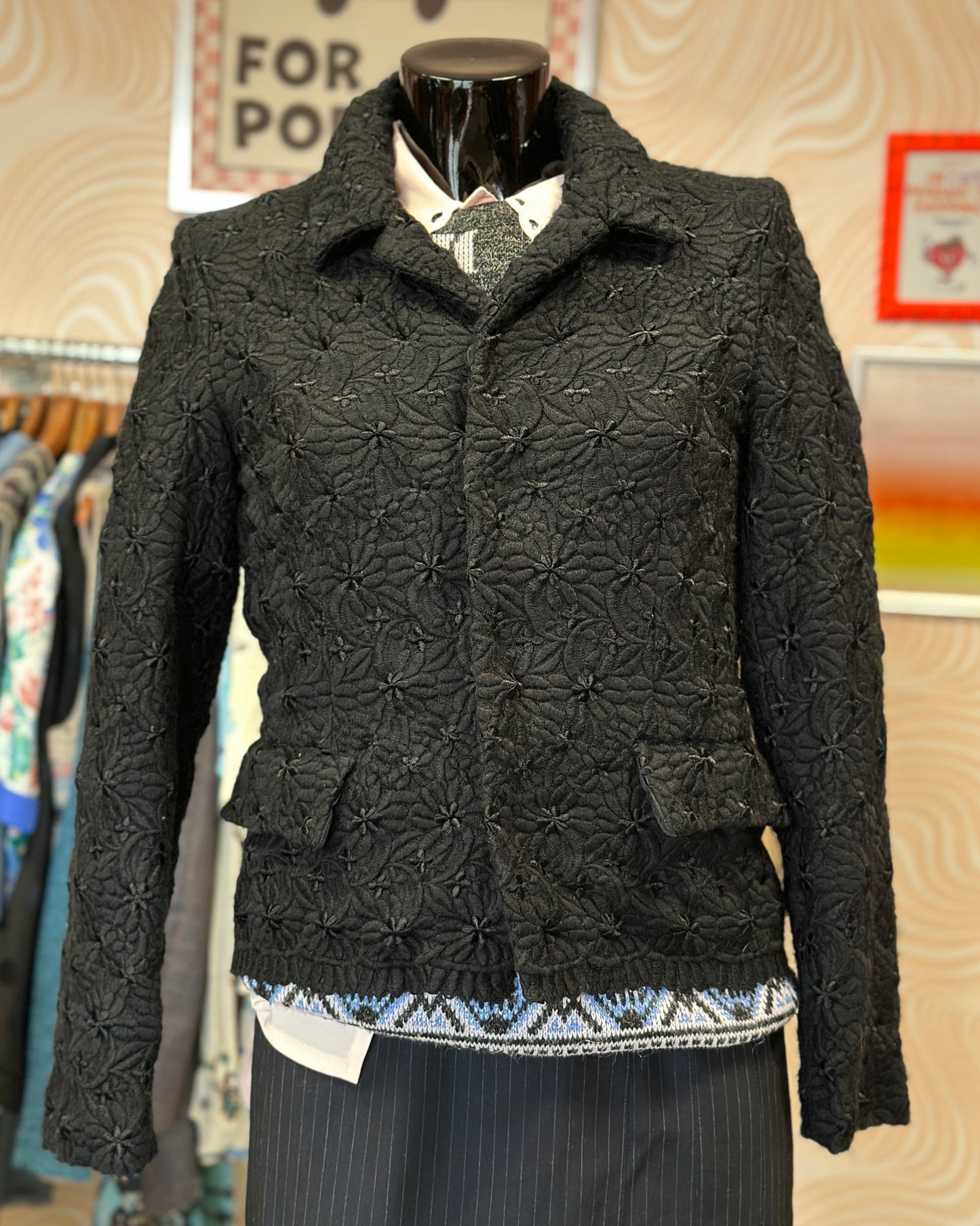 Blazer noir à fleurs Comme des Garçons | T. S