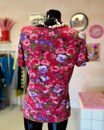 T-shirt rose à fleurs | T. M