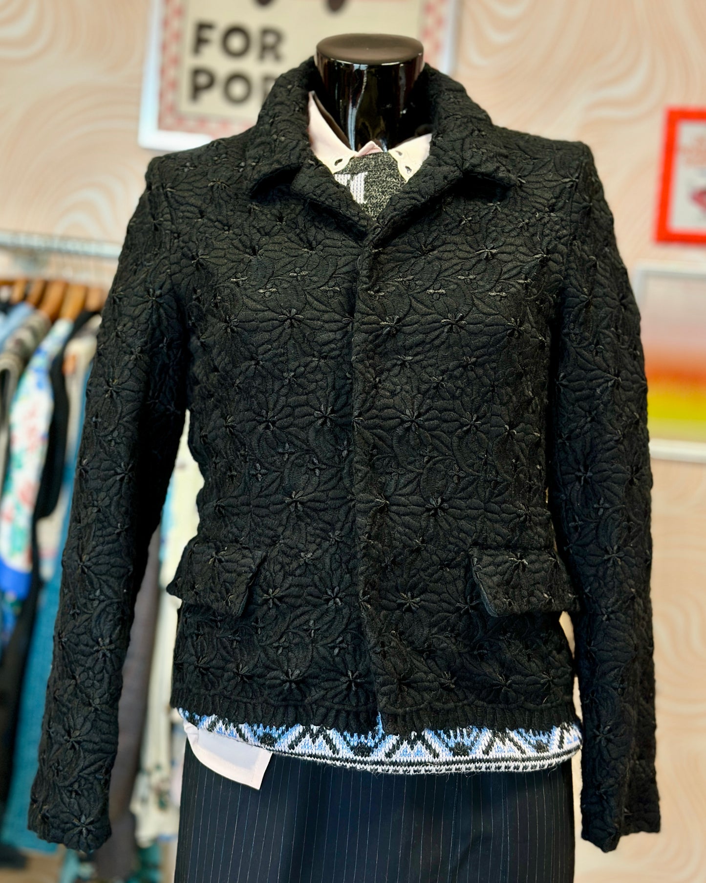 Blazer noir à fleurs Comme des Garçons | T. S