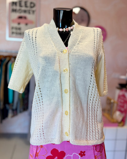 Cardigan manches courtes jaune pastel | T. M