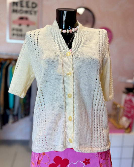 Cardigan manches courtes jaune pastel | T. M