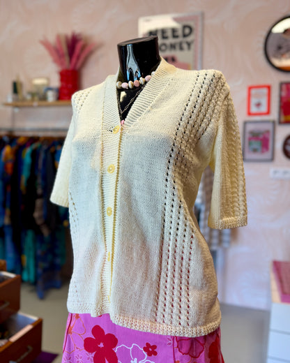 Cardigan manches courtes jaune pastel | T. M
