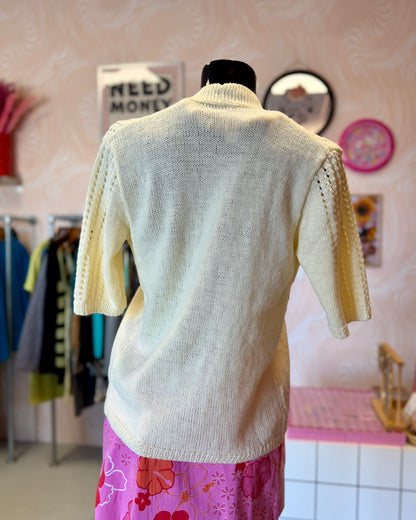 Cardigan manches courtes jaune pastel | T. M