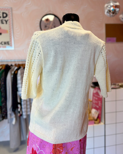 Cardigan manches courtes jaune pastel | T. M