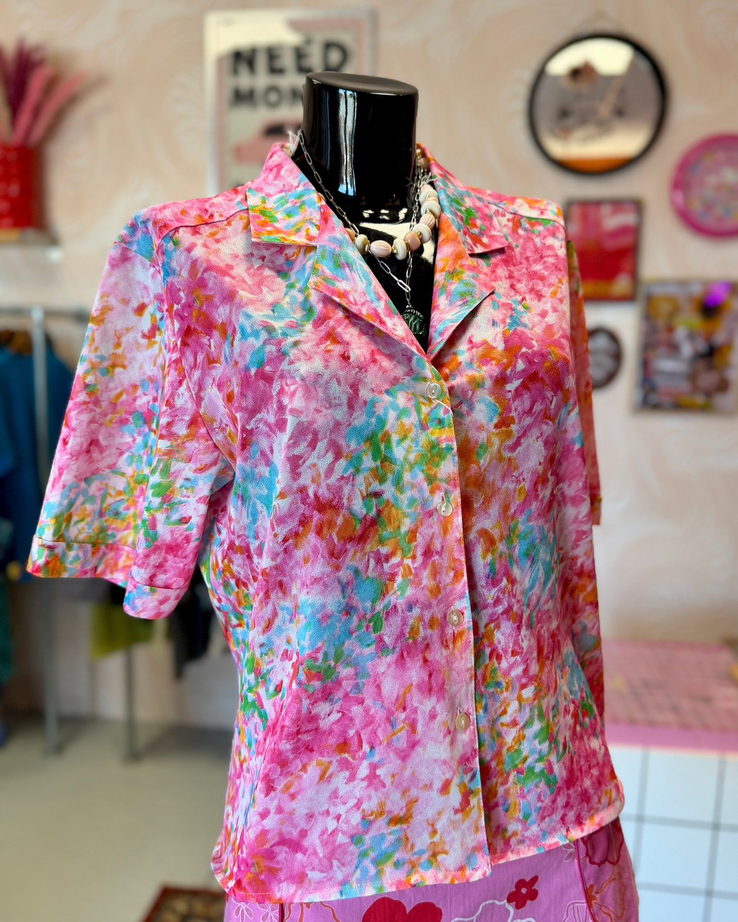 Chemisette rose à fleurs | T. L