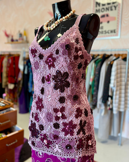 Débardeur en crochet et sequins | T. XL