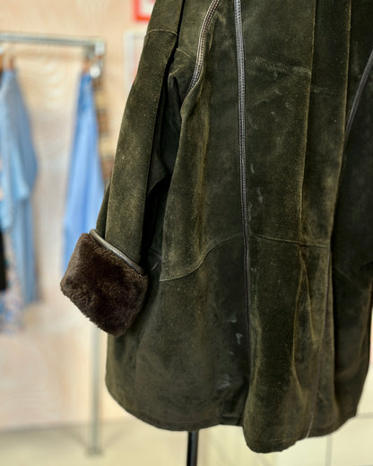 Manteau en cuir kaki | T. XL / XXL