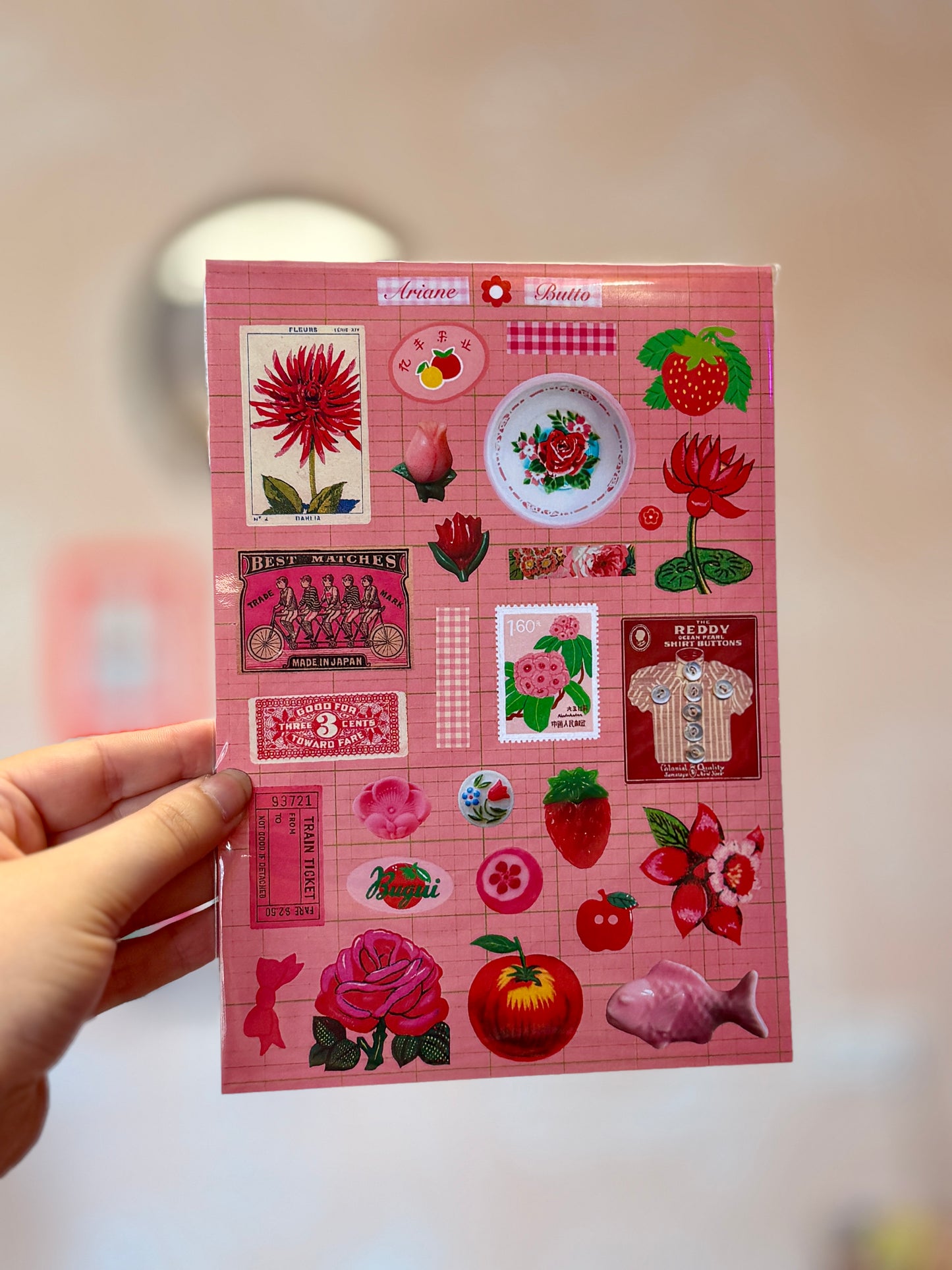 Planche de stickers - Trésors Roses Rouges