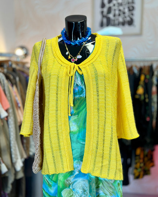 Cardigan ajouré jaune | T. L
