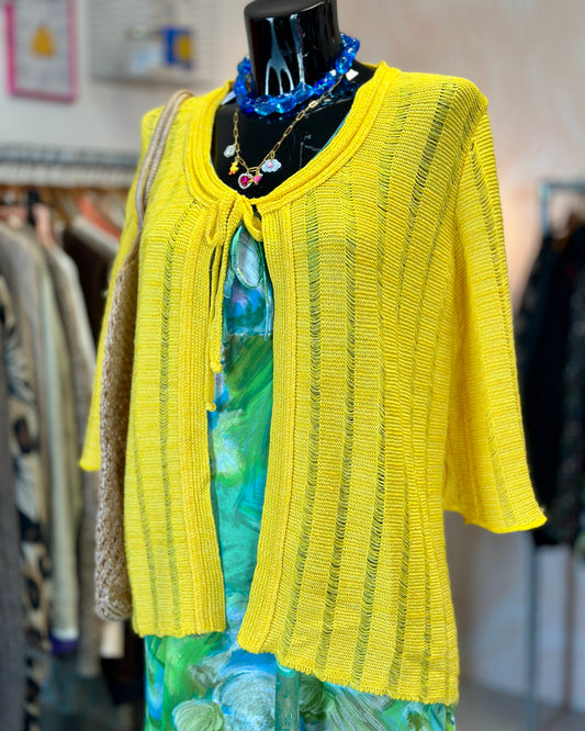Cardigan ajouré jaune | T. L