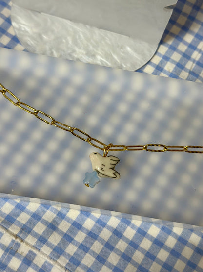 Bracelet à grigris Colombe en porcelaine