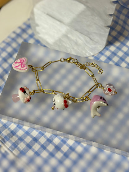 Bracelet à grigris Pink Porcelaine