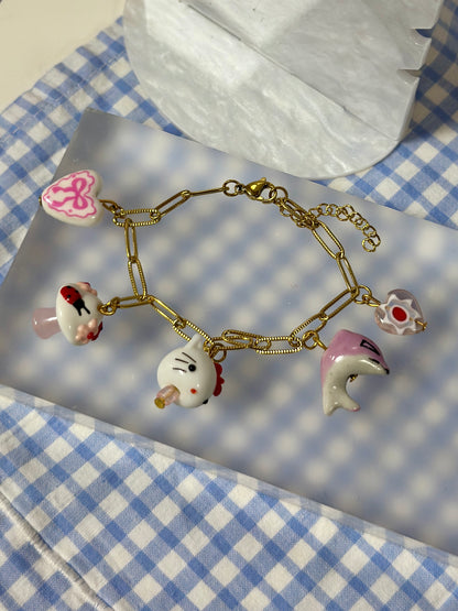 Bracelet à grigris Pink Porcelaine
