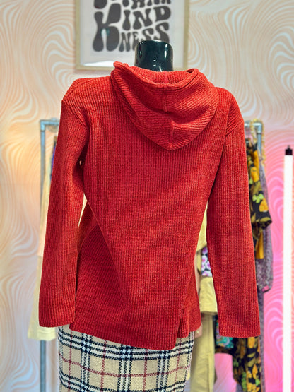 Pull rouge à capuche | T. M / L