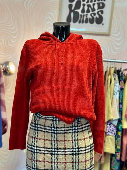 Pull rouge à capuche | T. M / L