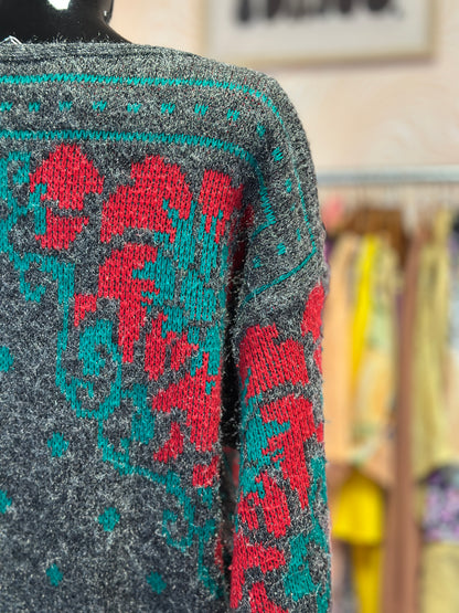 Pull brillant à fleurs | T. L