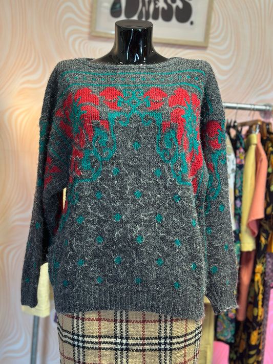 Pull brillant à fleurs | T. L