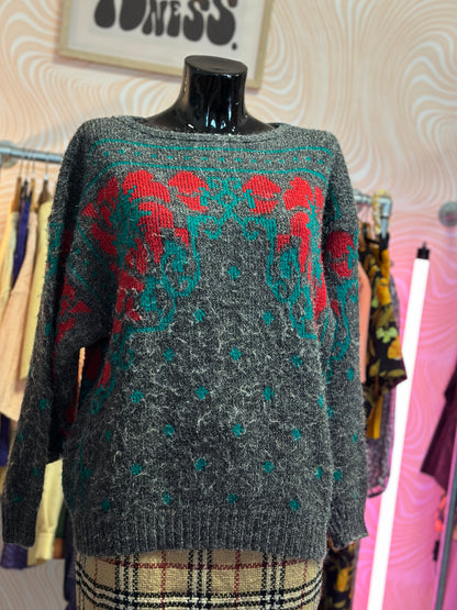 Pull brillant à fleurs | T. L
