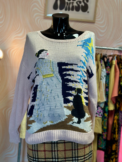 Pull rose pastel à motifs | T. L