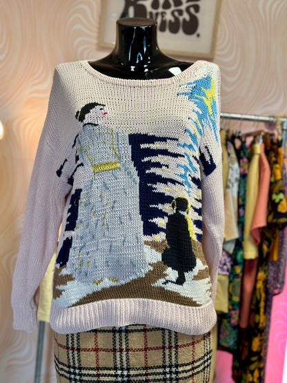 Pull rose pastel à motifs | T. L