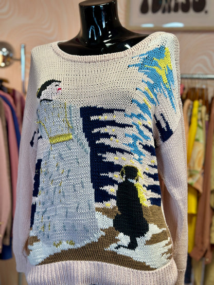 Pull rose pastel à motifs | T. L