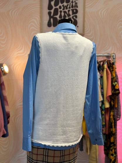 Gilet sans manches blanc à broderies et perles | T. L