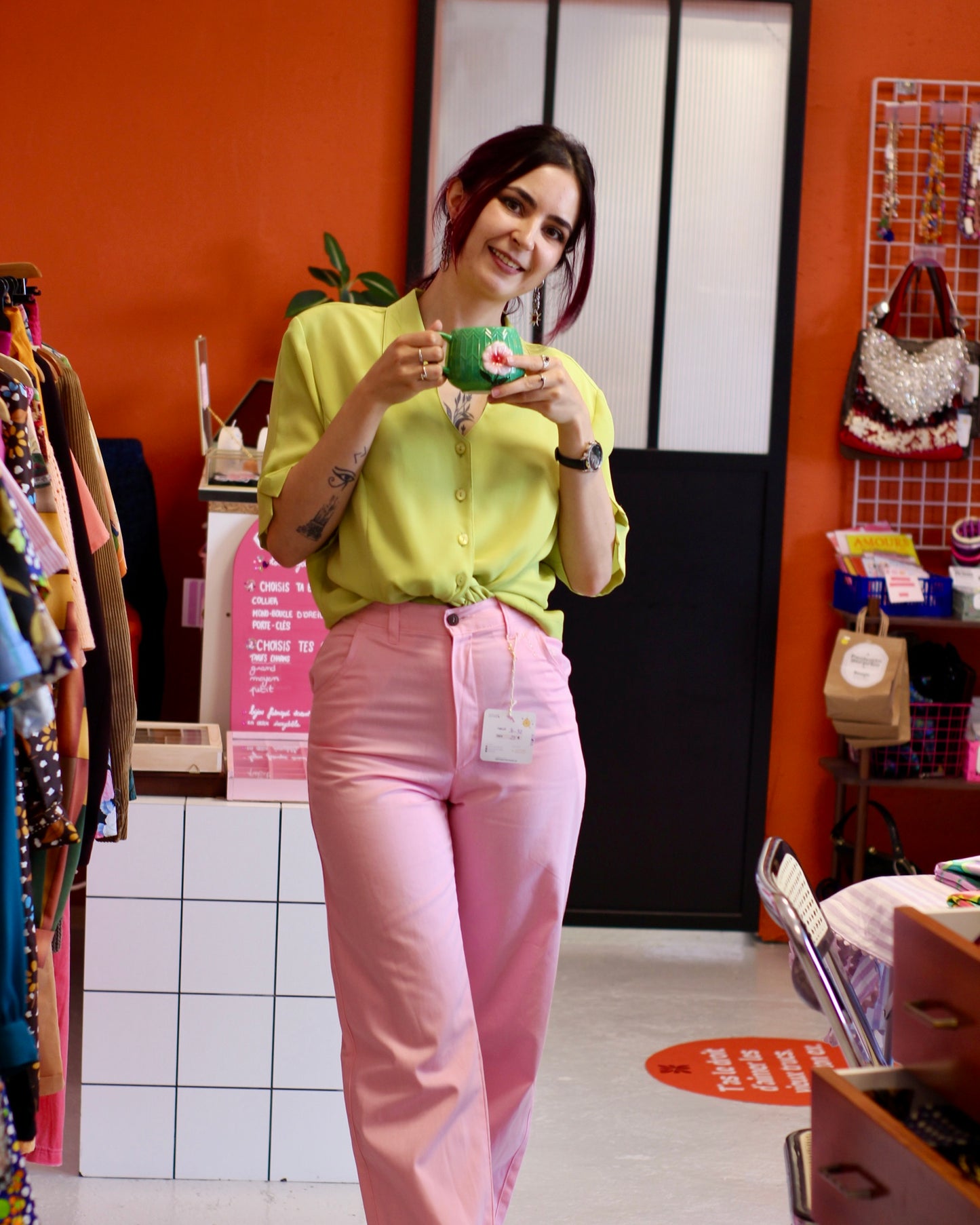 Blouse à manches courtes verte | T. XL