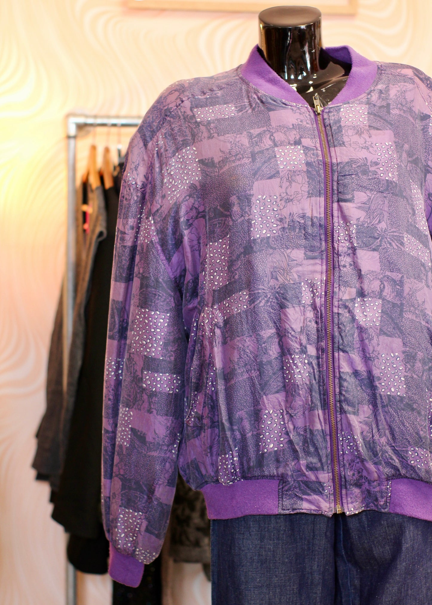 Bomber en soie violet ¬ T. L / XL