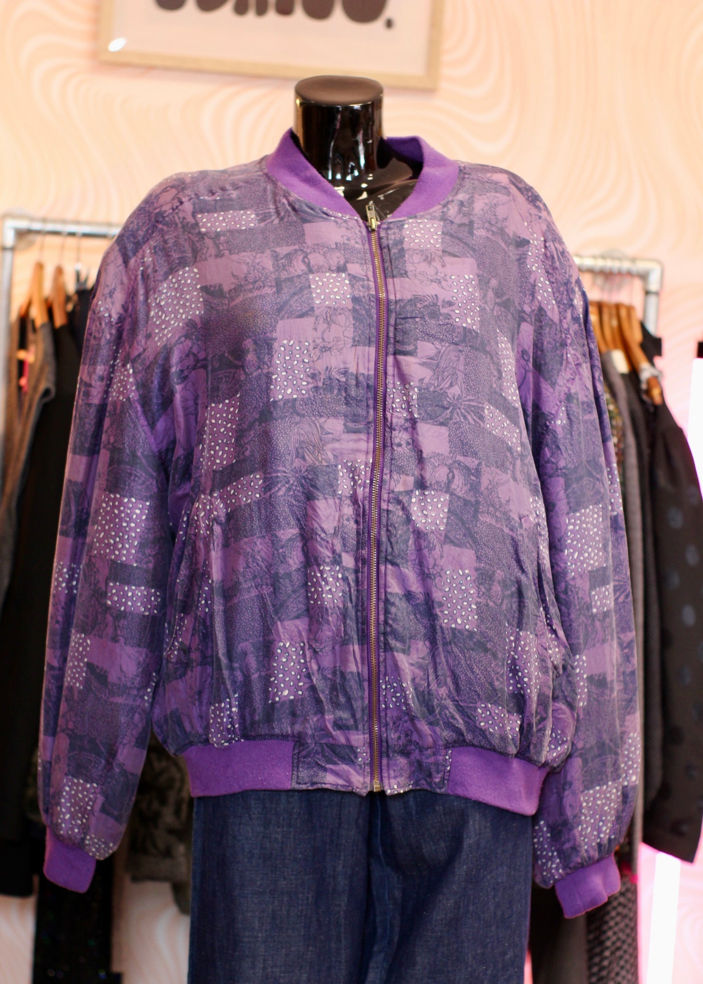 Bomber en soie violet ¬ T. L / XL