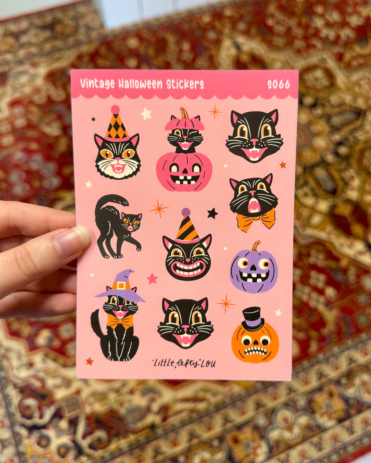 Planche d'autocollants A6 - Halloween Vintage Rose