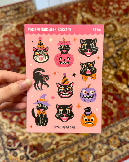 Planche d'autocollants A6 - Halloween Vintage Rose