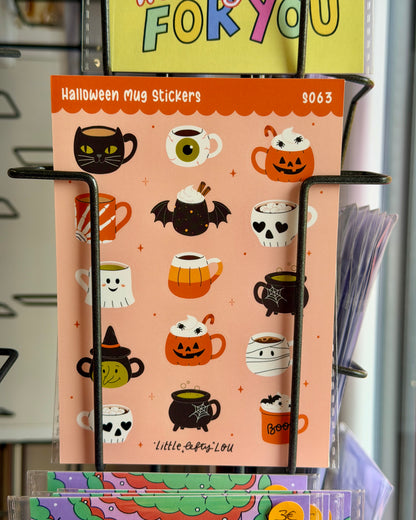Planche d'autocollants A6 - Tasses d'Halloween