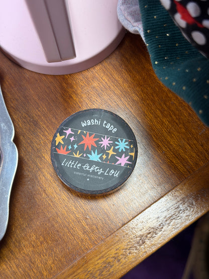 Washi Tape - Noir à étoiles colorées