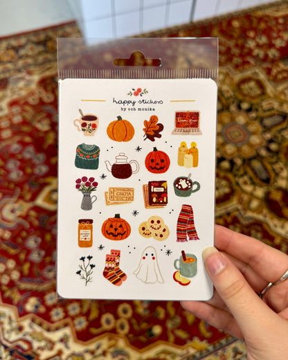 Planche d'autocollants A6 - Halloween cosy
