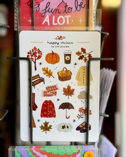 Planche d'autocollants A6 - Balade d'automne