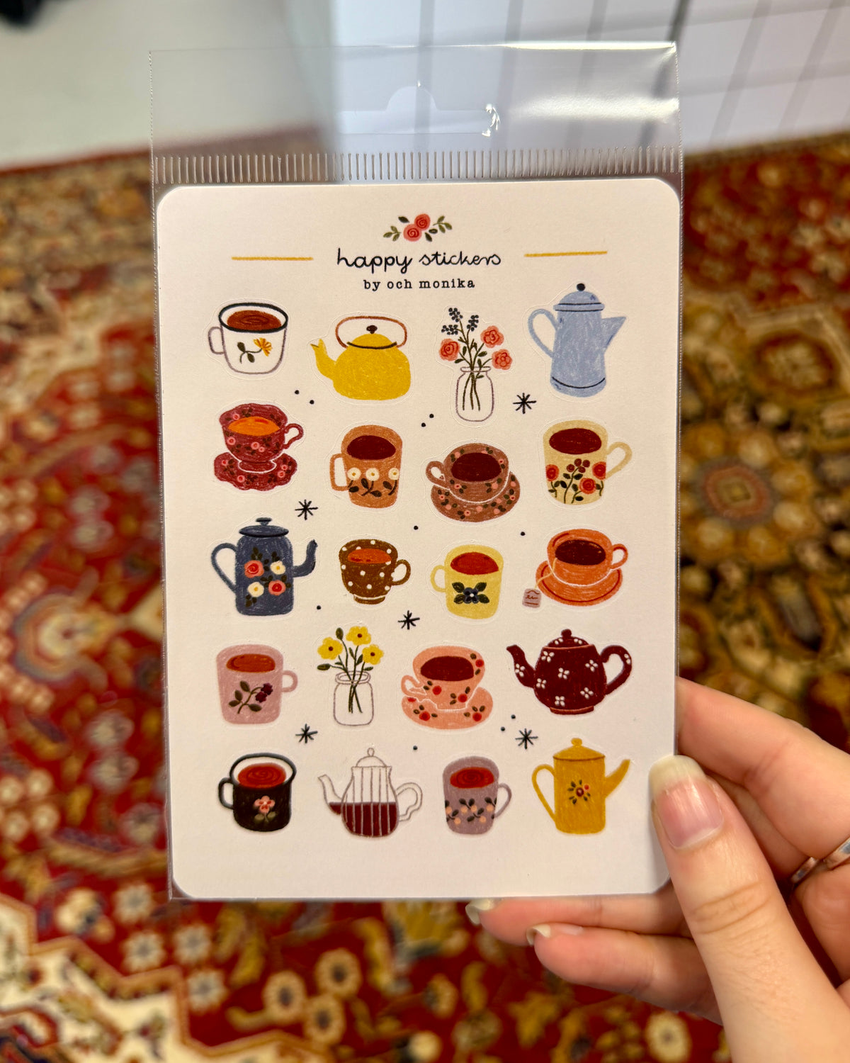 Planche d'autocollants - Petites tasses de thé