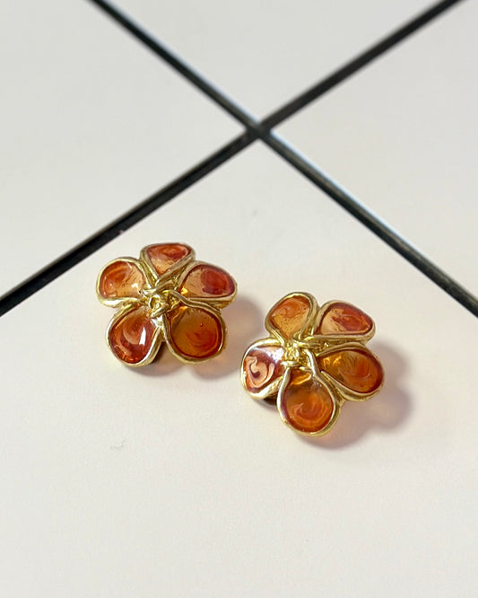 Boucles d'oreilles en forme de fleur orange