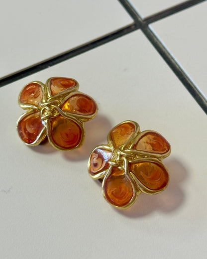 Boucles d'oreilles en forme de fleur orange