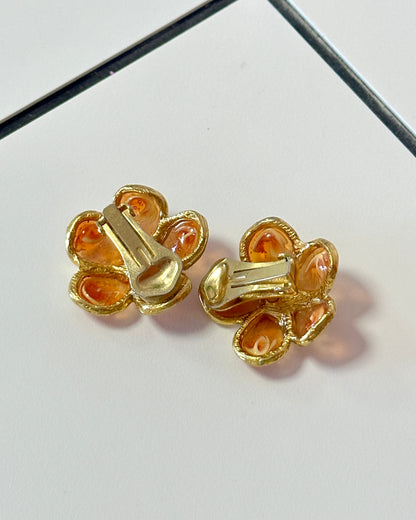 Boucles d'oreilles en forme de fleur orange