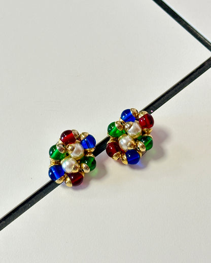 Boucles d'oreilles à perles multicolore