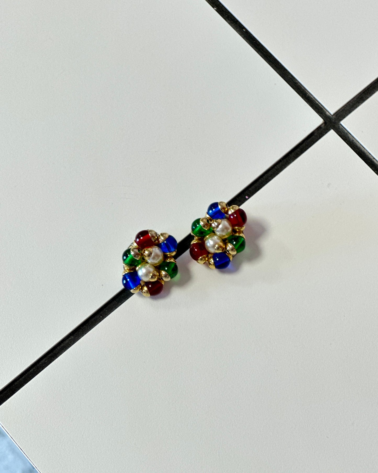 Boucles d'oreilles à perles multicolore