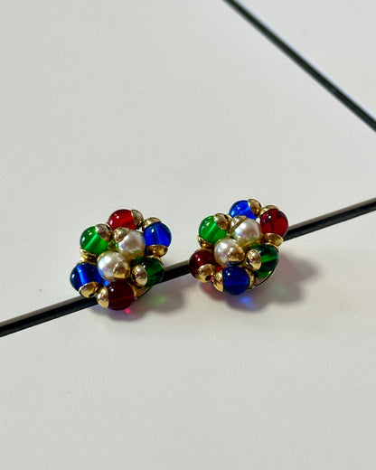 Boucles d'oreilles à perles multicolore