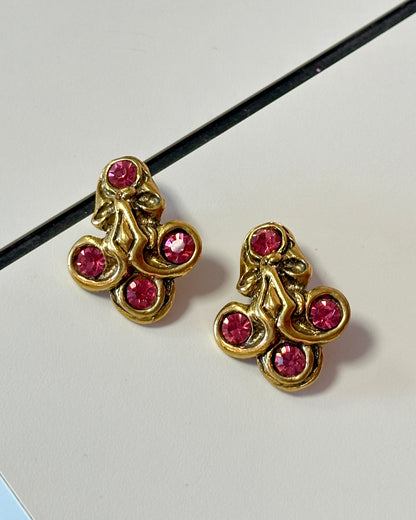 Boucles d'oreilles dorées à strass roses